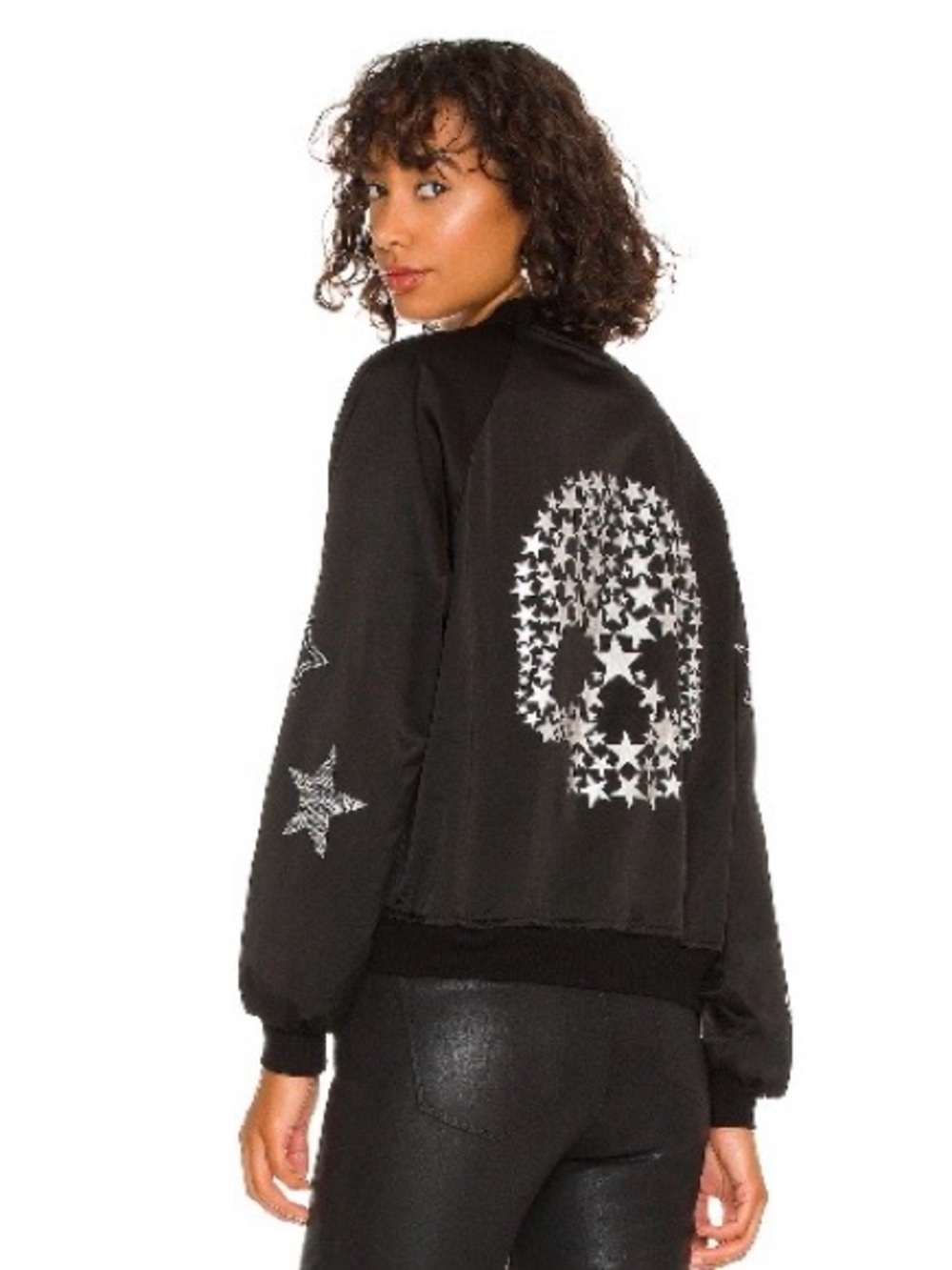Lauren Moshi Skull Bomber Jacket with Star Rhinestones